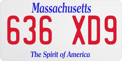 MA license plate 636XD9