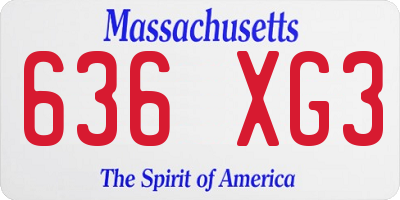 MA license plate 636XG3