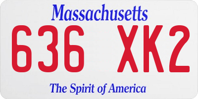 MA license plate 636XK2