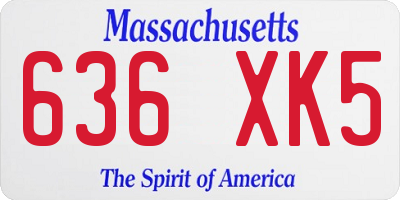 MA license plate 636XK5