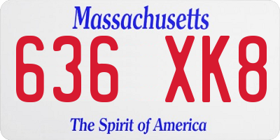 MA license plate 636XK8