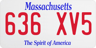 MA license plate 636XV5