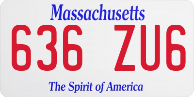 MA license plate 636ZU6