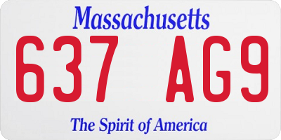 MA license plate 637AG9