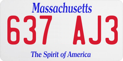 MA license plate 637AJ3