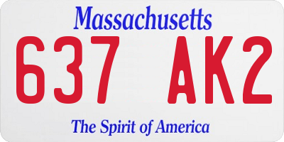 MA license plate 637AK2