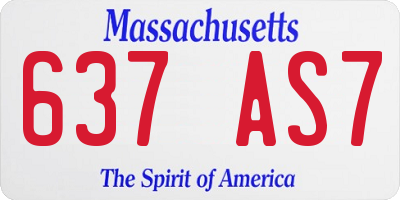 MA license plate 637AS7