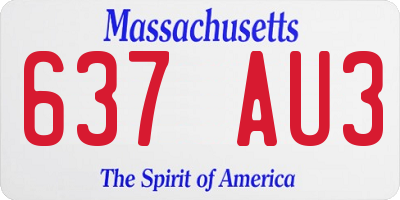 MA license plate 637AU3