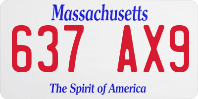 MA license plate 637AX9