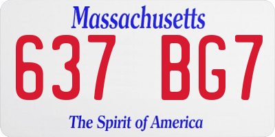 MA license plate 637BG7