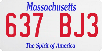 MA license plate 637BJ3