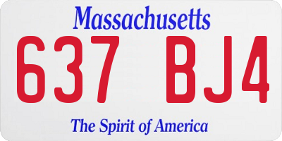 MA license plate 637BJ4