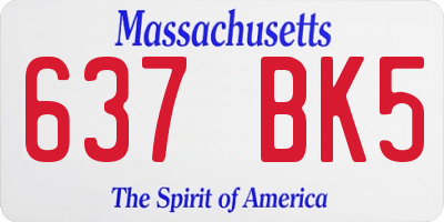 MA license plate 637BK5