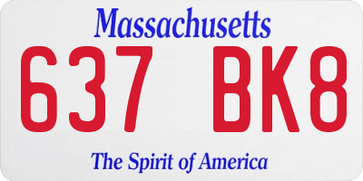 MA license plate 637BK8