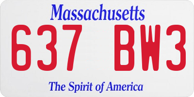 MA license plate 637BW3