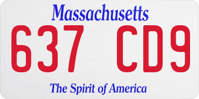 MA license plate 637CD9