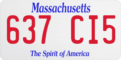 MA license plate 637CI5