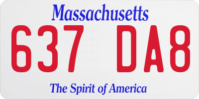 MA license plate 637DA8