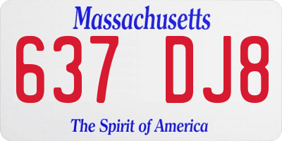 MA license plate 637DJ8