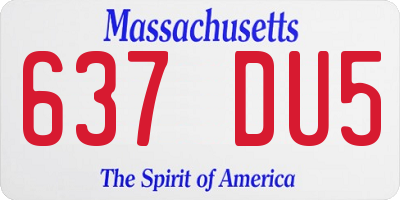 MA license plate 637DU5