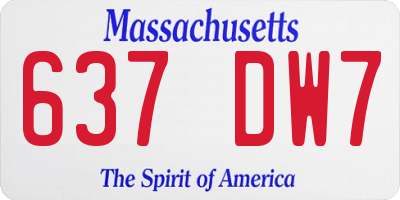 MA license plate 637DW7