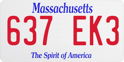 MA license plate 637EK3