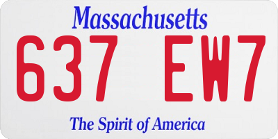 MA license plate 637EW7