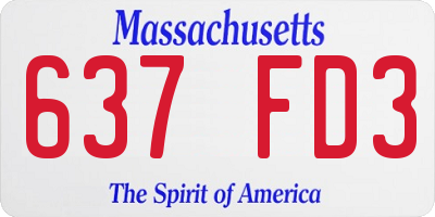 MA license plate 637FD3