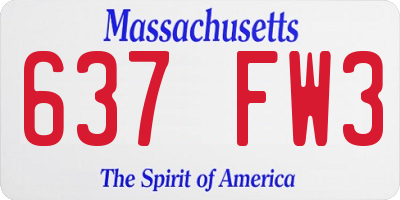 MA license plate 637FW3