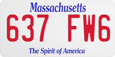 MA license plate 637FW6