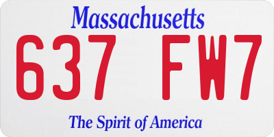 MA license plate 637FW7