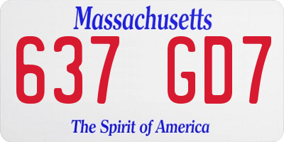 MA license plate 637GD7