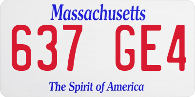 MA license plate 637GE4