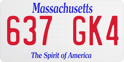 MA license plate 637GK4