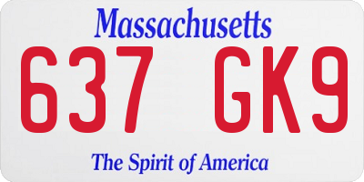MA license plate 637GK9