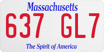 MA license plate 637GL7