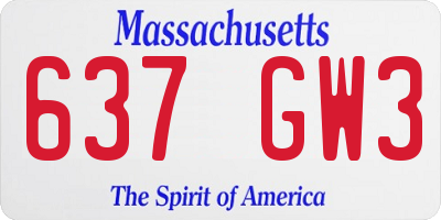 MA license plate 637GW3