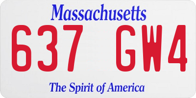 MA license plate 637GW4