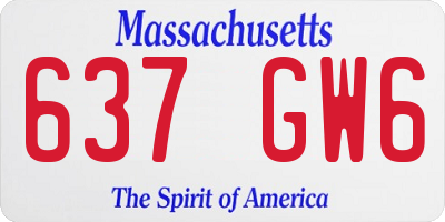 MA license plate 637GW6