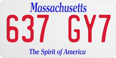 MA license plate 637GY7