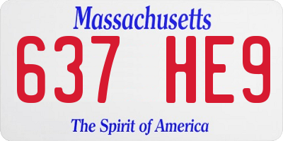 MA license plate 637HE9