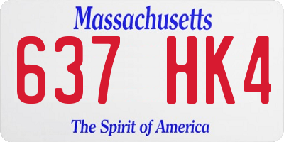 MA license plate 637HK4