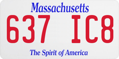 MA license plate 637IC8