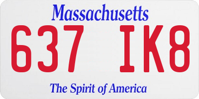 MA license plate 637IK8