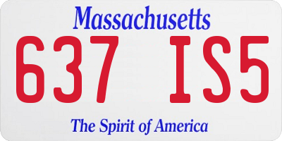 MA license plate 637IS5