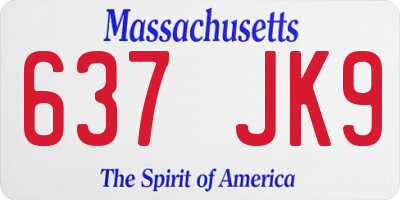 MA license plate 637JK9