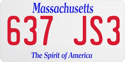 MA license plate 637JS3