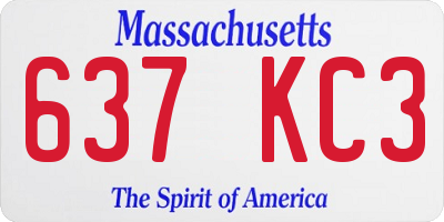 MA license plate 637KC3