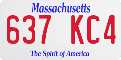 MA license plate 637KC4