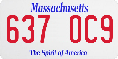 MA license plate 637OC9